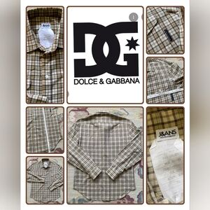 Dolce & Gabbana vintage Y2K plaid brown/tan western long sleeve shirt